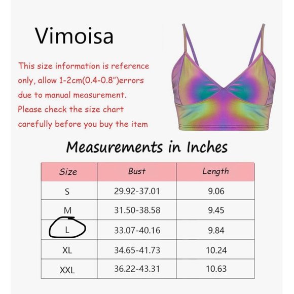 Vimoisa Women Reflective Metallic Tank Top Bustier Spaghetti Strap Crop Top Tigh - Picture 3 of 6